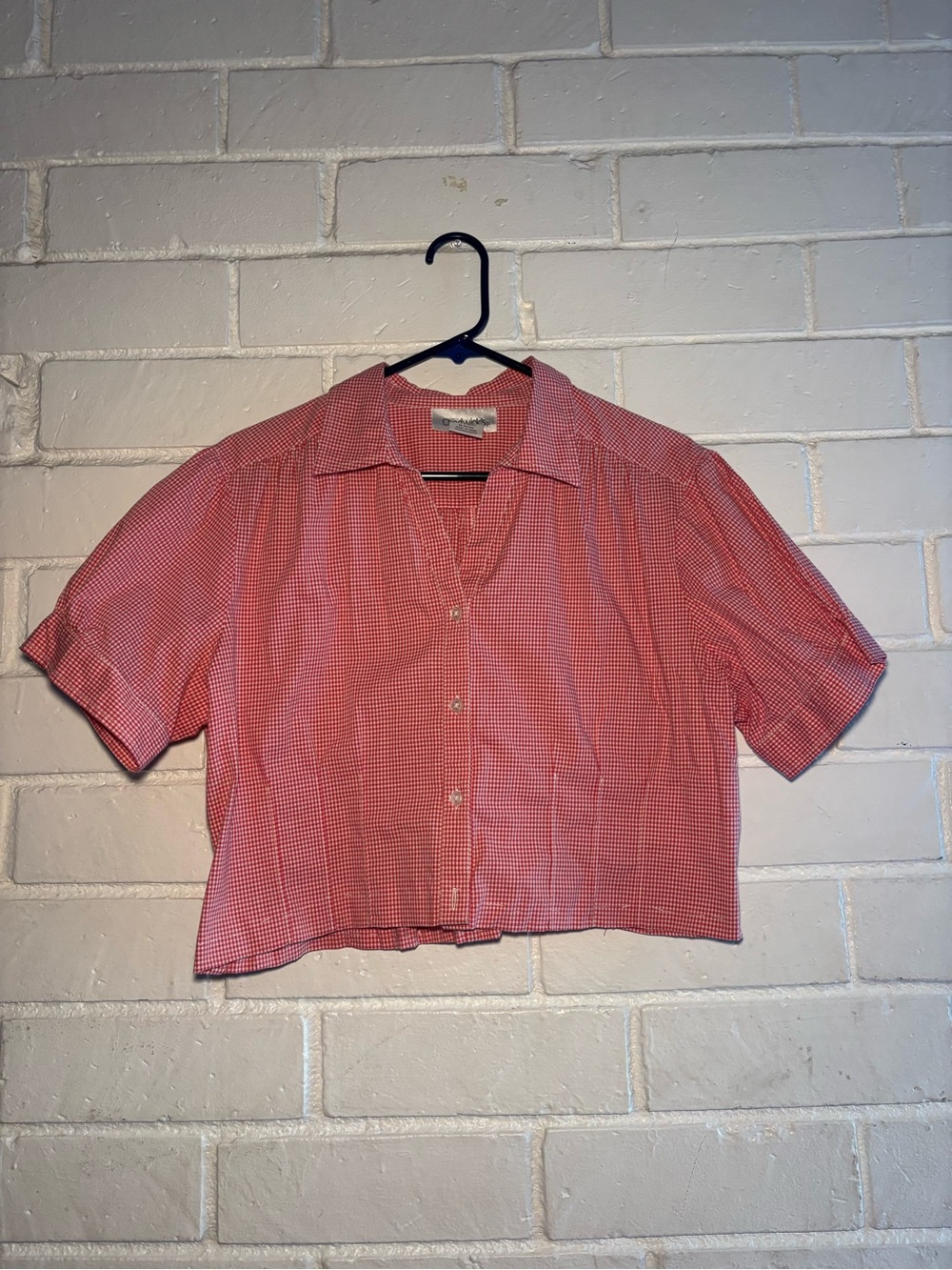 Red plaude button shirt